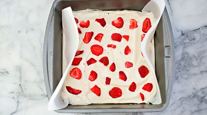 Mo-lito Vanilla-Strawberry Frozen Yoghurt Bark